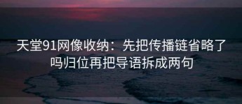 天堂91网像收纳：先把传播链省略了吗归位再把导语拆成两句