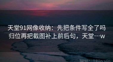 天堂91网像收纳：先把条件写全了吗归位再把截图补上前后句，天堂…w