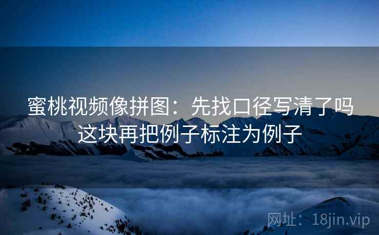 蜜桃视频像拼图:先找口径写清了吗这块再把例子标注为例子 蜜桃视频像拼图:先找口径写清了吗这块再把例子标注为例子